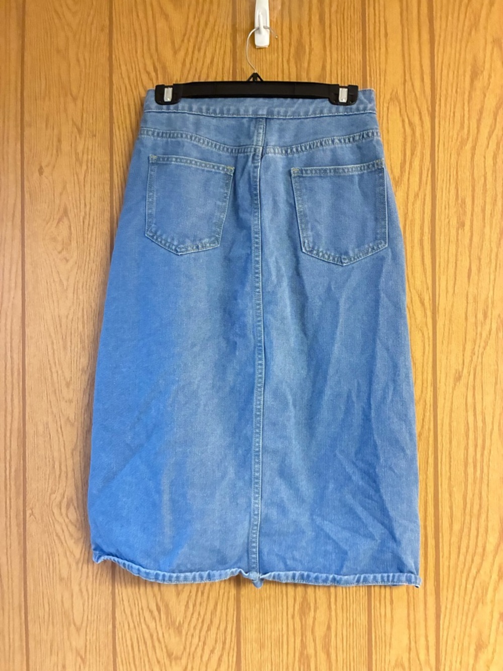 SHEIN Light Blue Denim Midi Skirt with Back Patch Pockets - Picture 2 of 3